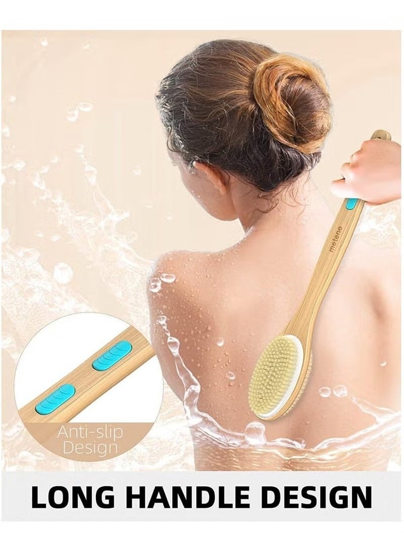 Long Handle Dual Side Dry and Bath Body Brush, Reduce Cellulite, Dry Brush for Cellulite and Lymphatic Drainage, Exfoliating Brush, Shower Brush Body Scrubber - Image 5