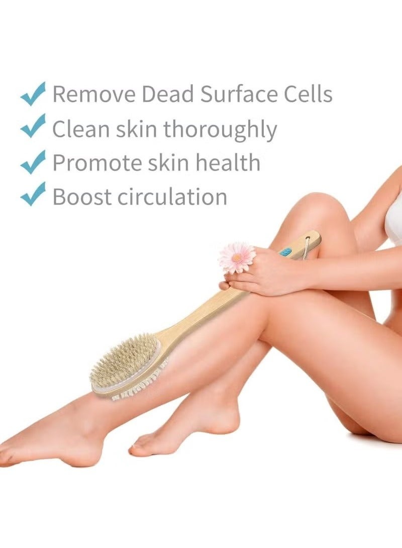 Long Handle Dual Side Dry and Bath Body Brush, Reduce Cellulite, Dry Brush for Cellulite and Lymphatic Drainage, Exfoliating Brush, Shower Brush Body Scrubber - Image 4