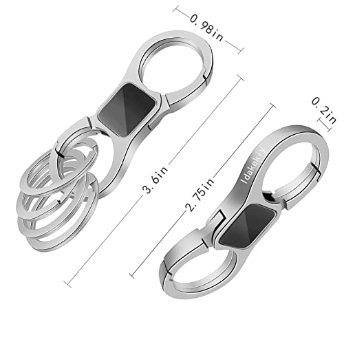 Idakekiy Key Chain Quick Release Spring with 4 Key Rings Heavy Duty Car Keychain Organizer for Men and Women (Silver) - Image 3
