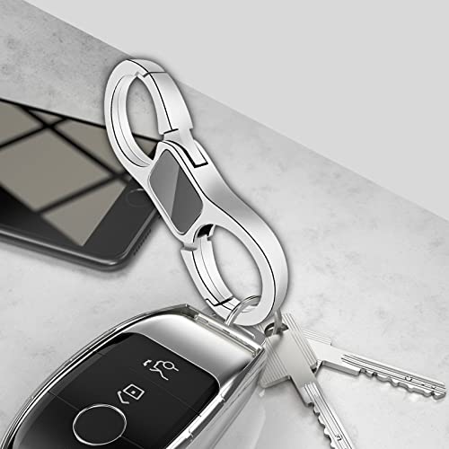 Idakekiy Key Chain Quick Release Spring with 4 Key Rings Heavy Duty Car Keychain Organizer for Men and Women (Silver) - Image 5