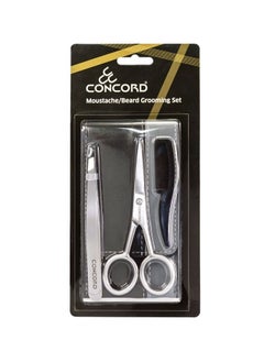 CONCORD Grooming Scissors for Men and Mustache Beard Comb Beard Grooming Trim Scissor Kit with Storage Bag / Silver  - Image 3