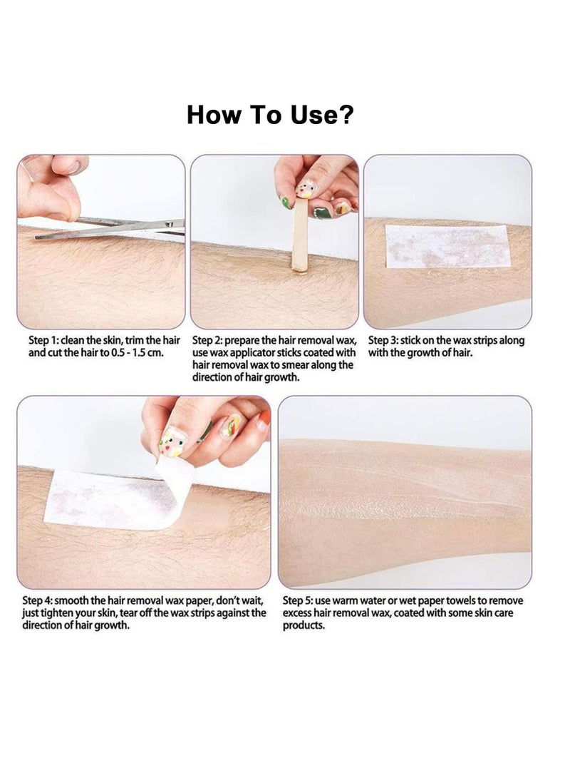 مجموعة مناديل إزالة الشعر بالشمع مكونة من 100 منديل أبيض - Image 4