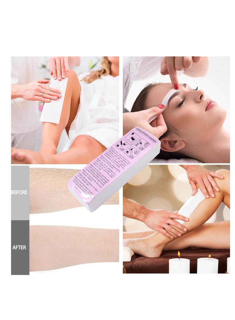 مجموعة مناديل إزالة الشعر بالشمع مكونة من 100 منديل أبيض - Image 3