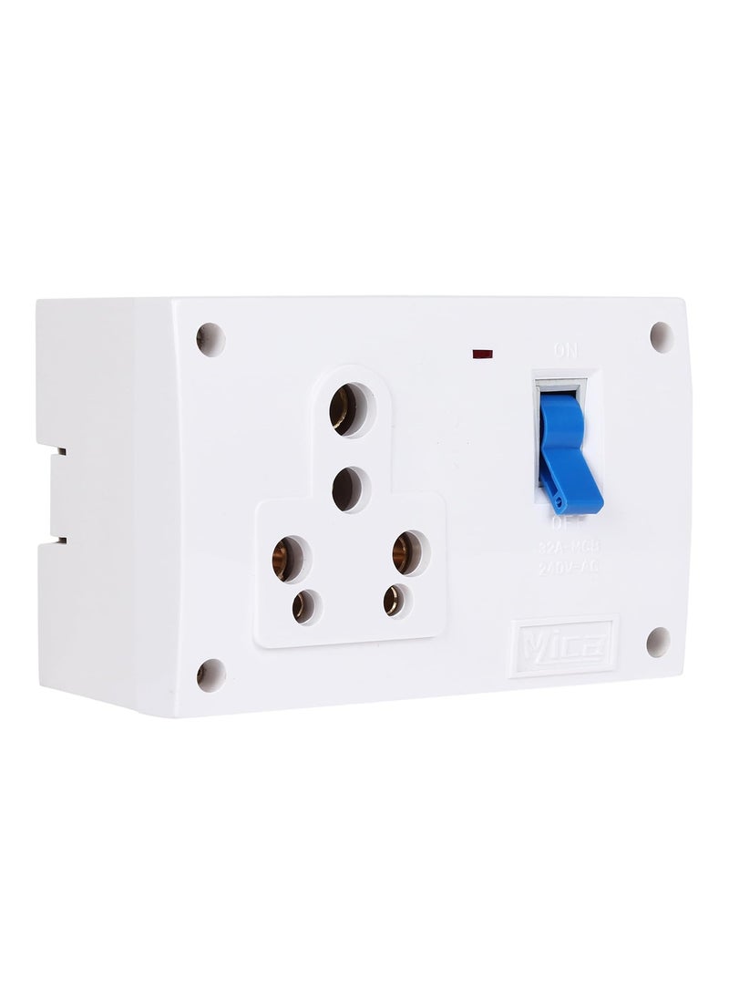 Mica MICA Extension Cord MCB Socket Combined Box 32 AMP with Indicator Cotton Wrapped 3 Core Copper Wire 3 Meter Qty 1 White  - Image 5