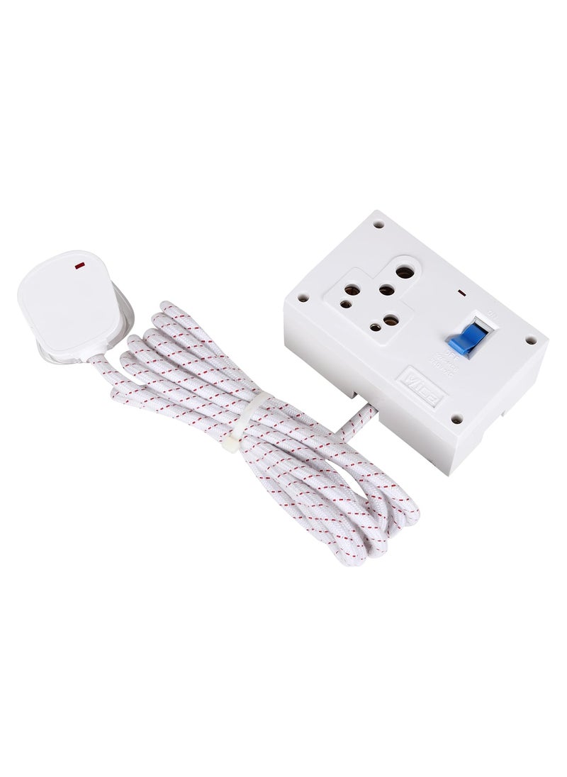 Mica MICA Extension Cord MCB Socket Combined Box 32 AMP with Indicator Cotton Wrapped 3 Core Copper Wire 3 Meter Qty 1 White  - Image 3