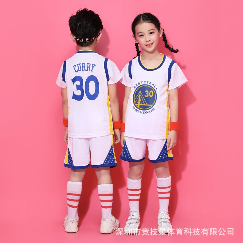 Generic Kids Basketball Jersey Set with Numbers Curry 30 White 