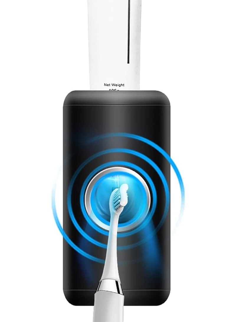 BUILDEC automatic electric toothpaste dispenser with sensor, wall-mounted squeezer for washroom, black - Image 1