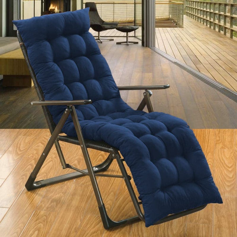 Texlux Polycotton Rocking Chair Cushion for IndoorOutdoor Standard 48x18 Inch Dark Blue Chair Not Include Set of 1 - Image 1