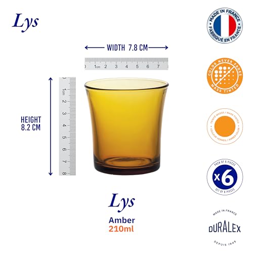 Duralex® LYS Amber 210 Ml Glasses Set of 6 Pcs - Drinking Glasses for- Water, Juice, Colddrink, Mojito, Cocktail, Tempered Glass, Perfect for Home, Restaurants and Parties - Image 4
