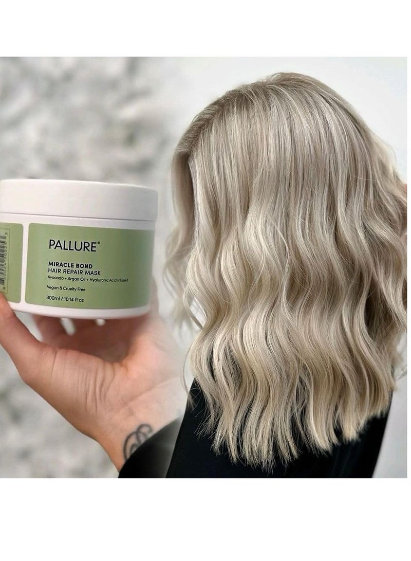 Pallure Miracle Bond Mask To Support Thicker, Voluminous, Fuller Looking Hair, Infused with Hyaluronic Acid, Biotin, Avocado and Argan Oil, 300 ml  - Image 3