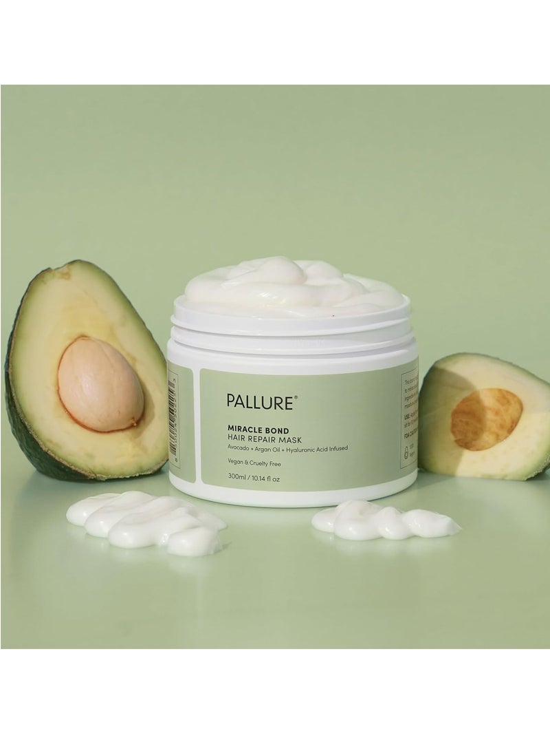 Pallure Miracle Bond Mask To Support Thicker, Voluminous, Fuller Looking Hair, Infused with Hyaluronic Acid, Biotin, Avocado and Argan Oil, 300 ml  - Image 4