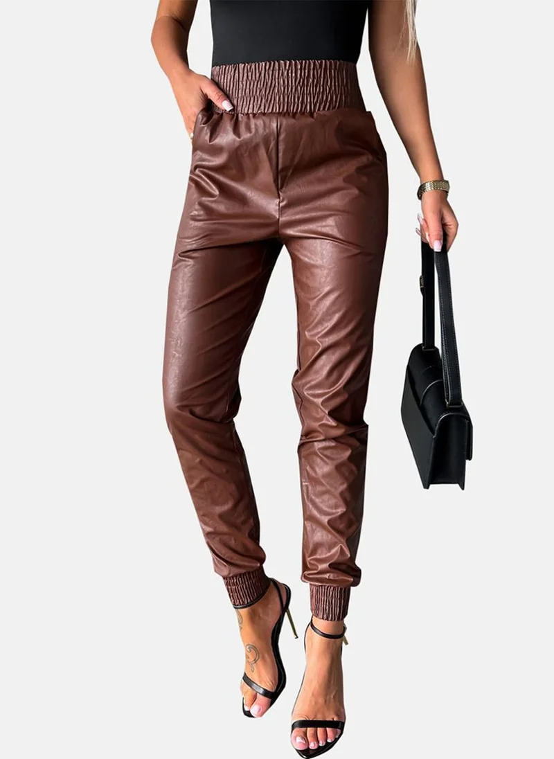 يونيكي Brown Plain Jogger Trouser