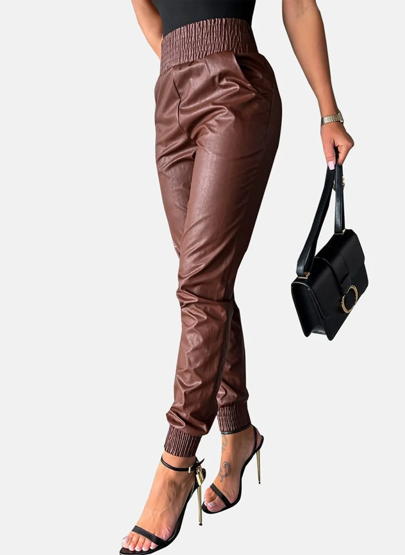 YUNIQEE Brown Plain Jogger Trouser