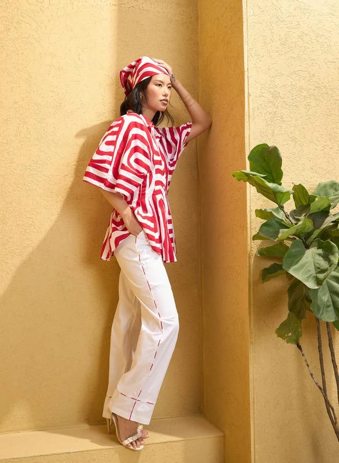SASSAFRAS Sassafras Women Geometric Shirt and Solid Pants Co-Ords