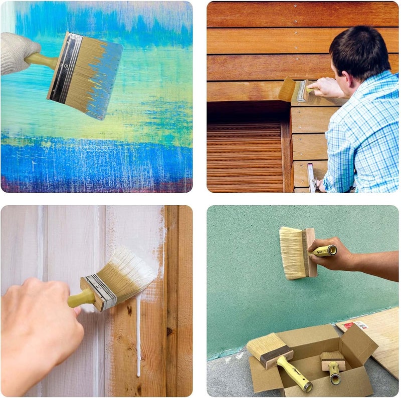 Magimate Paintbrush Set Large Stain Brushes Applying on Deck, Fence, Cabinet, Masonry, Floor and Walls, Soft Thick Bristle Brushes for Home and Outdoor,3 Inch 4 Inch 6 Inch Assorted, Pack of 3 - Image 5