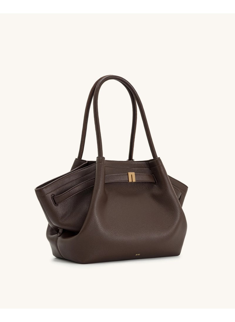 JW PEI Hana Medium Tote Bag Vegan Leather Work Shoulder Handbag - Dark Brown - Image 2