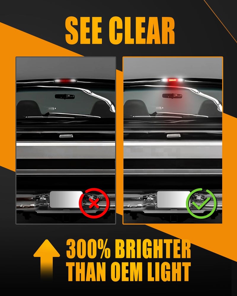 LESAUCE 2025 Upgraded Third Brake Light Smoked Compatible with 1992-1997 Ford F150 F250 F350 Bronco 3rd Brake lights, Rear Cab Brake Light, High Mount Brake Light with Seal Gasket, IP68 Waterprooof - Image 3