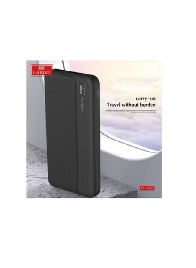 باور بانك بسعة 10000 مللي أمبير مع مخرج USB وشحن سريع، أسود - PB54 - Image 3