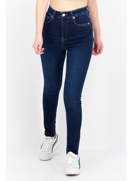 NA-KD Women Skinny Fit Dark Wash Stretchable Denim, Navy  - Image 1