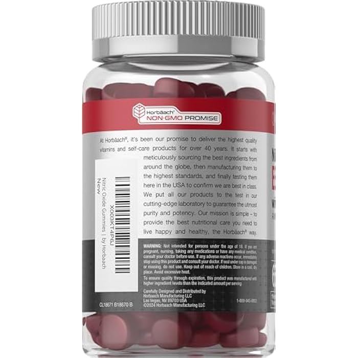 Horbäach Nitric Oxide Beet Root Gummies | 60 Count | with Nitrates | Strawberry Flavor | Vegan, Non-GMO, Gluten Free Supplement - Image 3