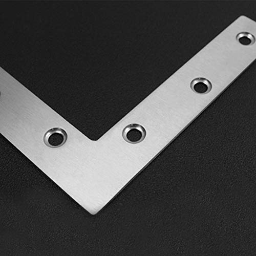 Tiberham Flat L Shaped Corner Bracket, Tiberham 2Pcs 120 x 120 mm Stainless Steel Right Angle Corner Brace Repair Plate, Heavy Duty Furniture Fastener Joint Corner Connector for Wood Shelf Cabinet Table Chair - Image 3
