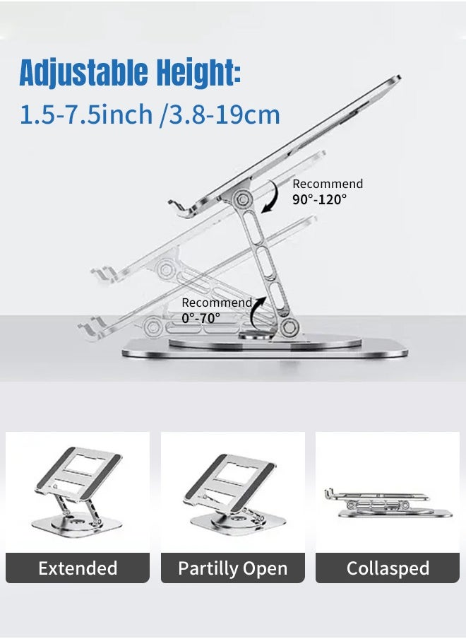 APEX Adjustable Laptop Stand for Desk Ergonomic Riser with 360° Rotating Base Foldable Notebook Computer Holder Compatible MacBook Air Pro Dell XPS More 10-17" Laptops  - Image 3