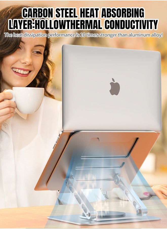 APEX Adjustable Laptop Stand for Desk Ergonomic Riser with 360° Rotating Base Foldable Notebook Computer Holder Compatible MacBook Air Pro Dell XPS More 10-17" Laptops  - Image 5