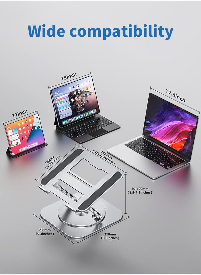 APEX Adjustable Laptop Stand for Desk Ergonomic Riser with 360° Rotating Base Foldable Notebook Computer Holder Compatible MacBook Air Pro Dell XPS More 10-17" Laptops  - Image 2
