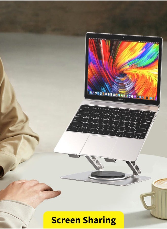APEX Adjustable Laptop Stand for Desk Ergonomic Riser with 360° Rotating Base Foldable Notebook Computer Holder Compatible MacBook Air Pro Dell XPS More 10-17" Laptops  - Image 4