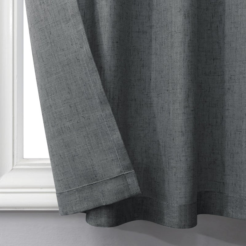 Pitalk داكن رمادي الستائر المطبخ للنافذة الصغيرة 36 ​​بوصة طول 2 عبوة الخلفية الجيب الجيب البدائي Farmhouse Cafe Semi Semi Sterts Short Gray Linen Stertains لغرفة نوم الحمام 3 قدم × 3 قدم - Image 5