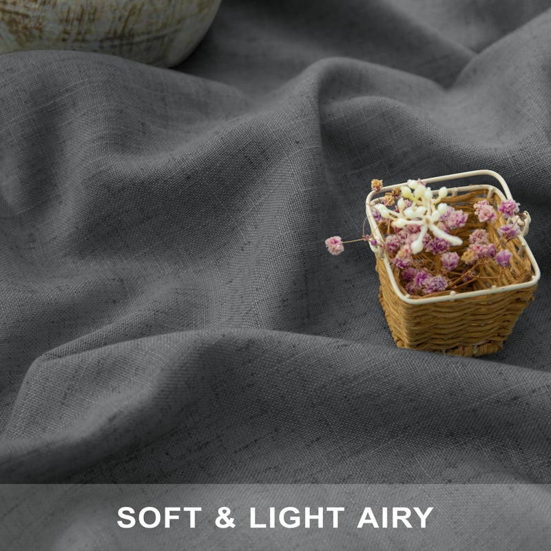 Pitalk داكن رمادي الستائر المطبخ للنافذة الصغيرة 36 ​​بوصة طول 2 عبوة الخلفية الجيب الجيب البدائي Farmhouse Cafe Semi Semi Sterts Short Gray Linen Stertains لغرفة نوم الحمام 3 قدم × 3 قدم - Image 3