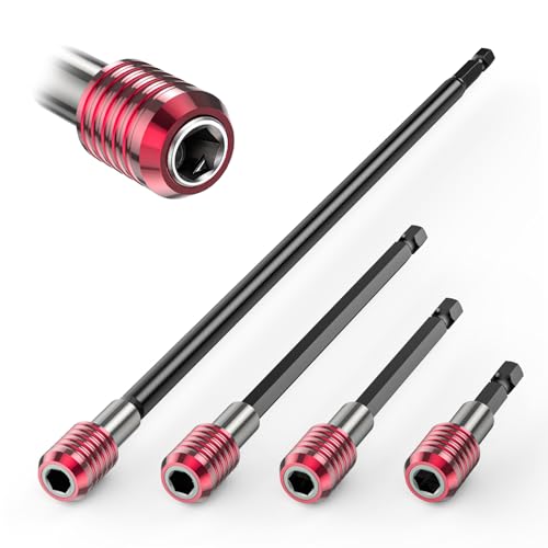 Buhobha 4PCS Drill Bit Extension Set, 1/4" Hex Shank Magnetic Bit Holder in 2", 4", 6", 12" Lengths, Cr-V Steel for Impact Driver, Screwdriver Bits, Nuts & Sockets - Image 1