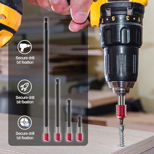 Buhobha 4PCS Drill Bit Extension Set, 1/4" Hex Shank Magnetic Bit Holder in 2", 4", 6", 12" Lengths, Cr-V Steel for Impact Driver, Screwdriver Bits, Nuts & Sockets - Image 3