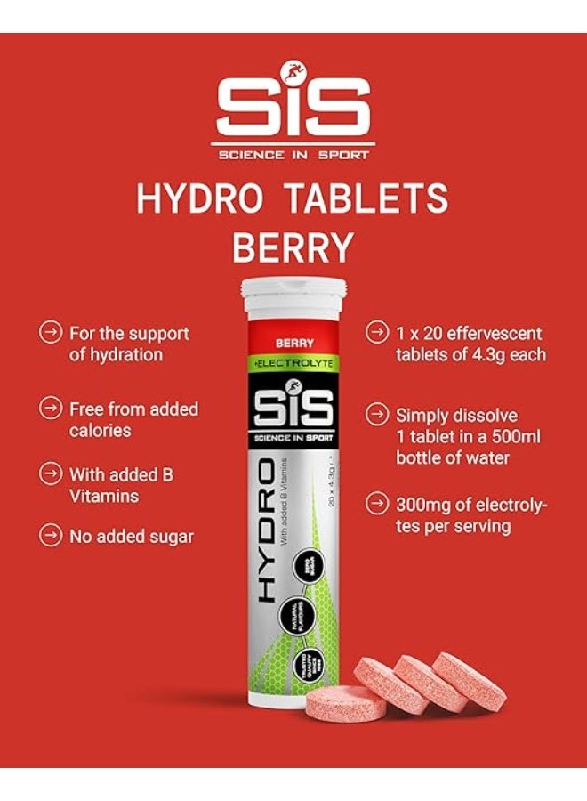 Science in Sport SiS Go Hydro Effervescent Electrolyte Tablets Zero Sugar Hydration Recovery Berry 20 Pack - Image 2