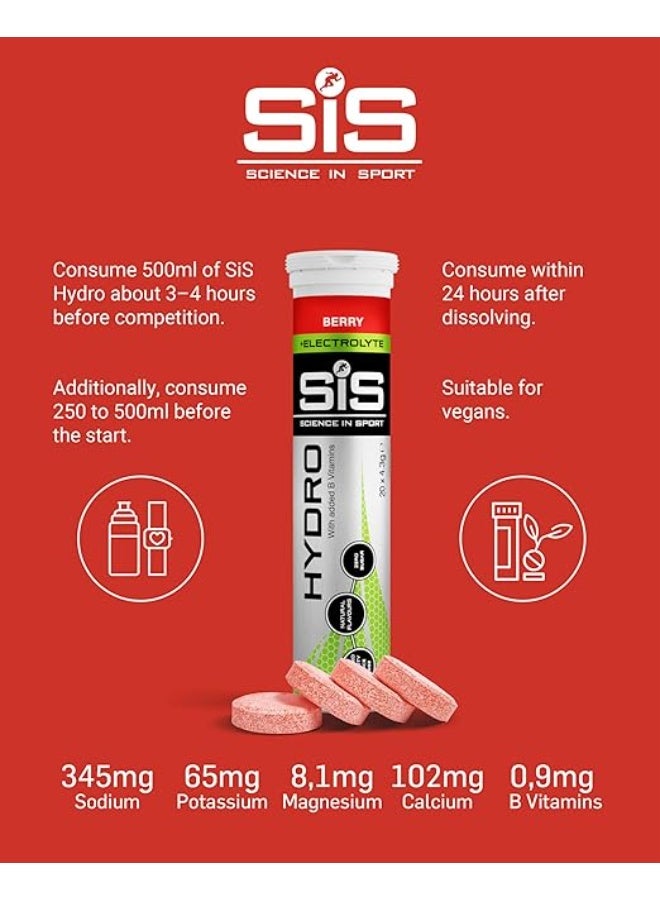 Science in Sport SiS Go Hydro Effervescent Electrolyte Tablets Zero Sugar Hydration Recovery Berry 20 Pack - Image 4