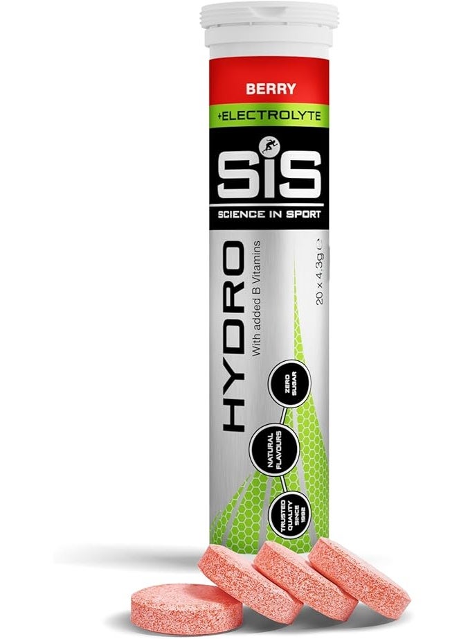 Science in Sport SiS Go Hydro Effervescent Electrolyte Tablets Zero Sugar Hydration Recovery Berry 20 Pack - Image 1
