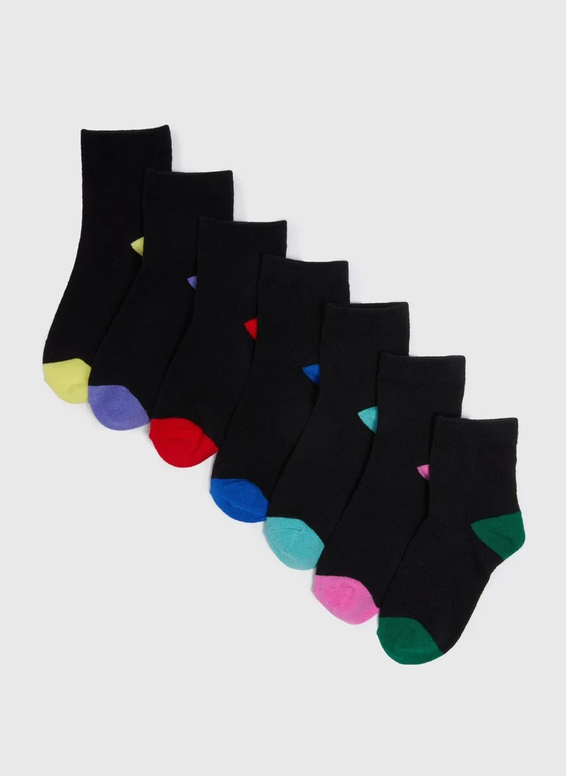 Matalan 7 Pack Black Coloured Toe Socks