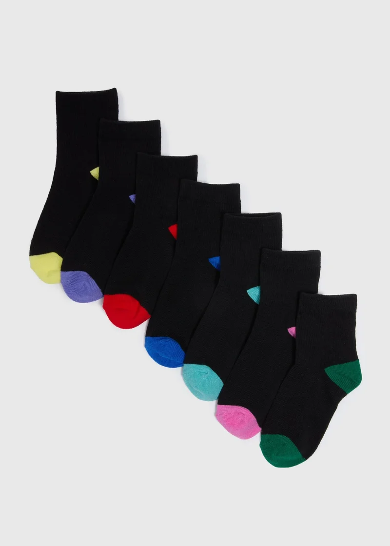 Matalan 7 Pack Black Coloured Toe Socks