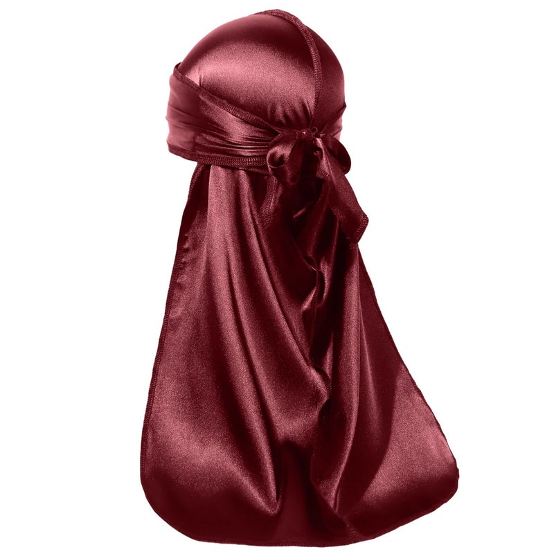 ForceWave Silky Durag for Men Wave Cap Satin Dorag for Men Women 360 Wave (Burgundy) - Image 4