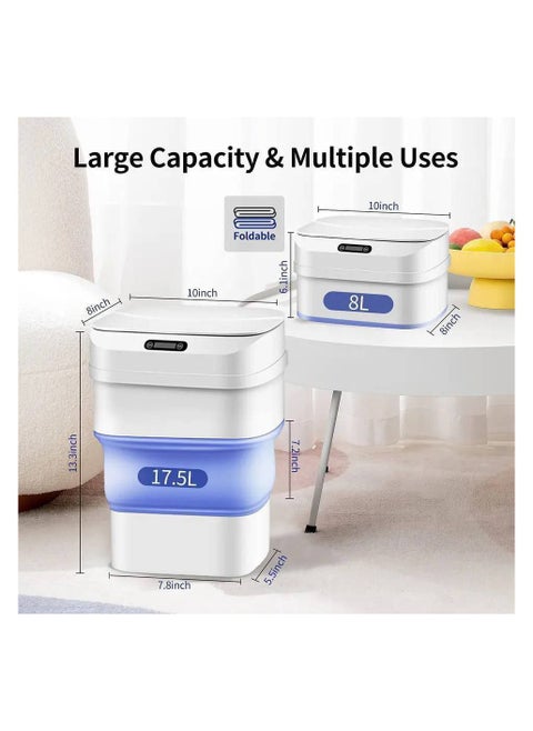 Foldable silicone trash can with sensor