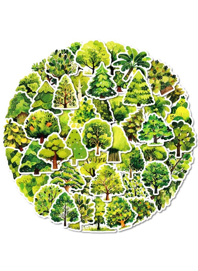 NIBEMINENT 50 Pcs Cartoon Green Forest Deco Kit Waterproof Stickers, High Definition Printing Bright Colors, Suitable for Laptop Skateboard Luggage Water Bottle Guitar DIY - Image 1