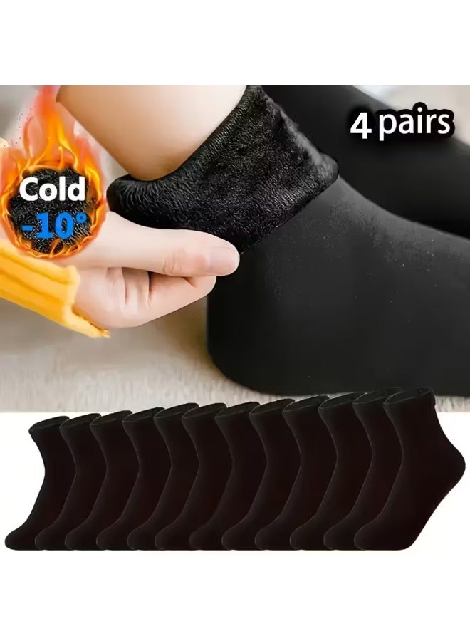 تكنال جوارب حرارية مبطنة بالصوف للجنسين سميكة ودافئة بملمس ناعم للبرد القارس - عدد 4 ازواج من الجوارب - اسود للجنسين - Image 1