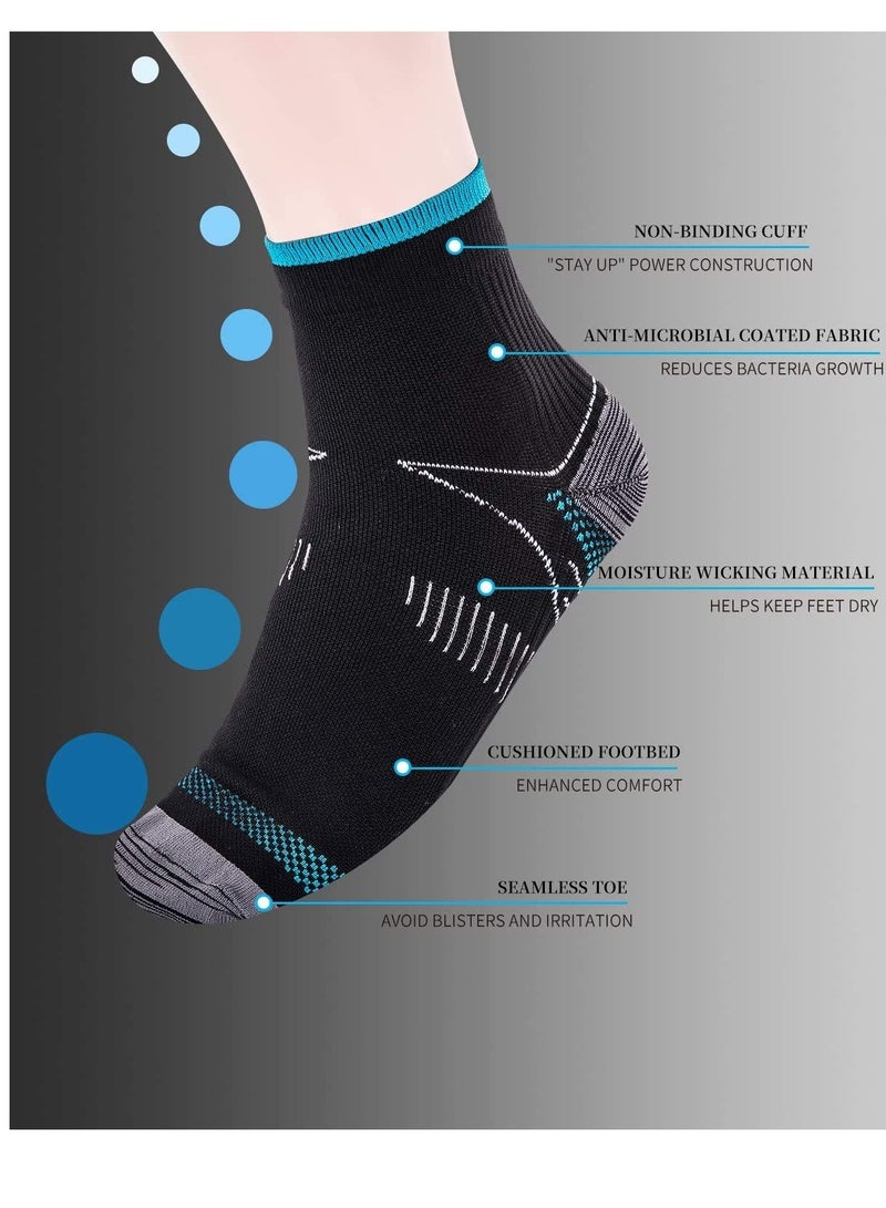 Excefore 3 Pairs Compression Socks for Women and Men Upgraded Sport Plantar Fasciitis Arch Support Low Cut Compression Foot Socks Best for Athletic Sports, Running, Travel - Image 3