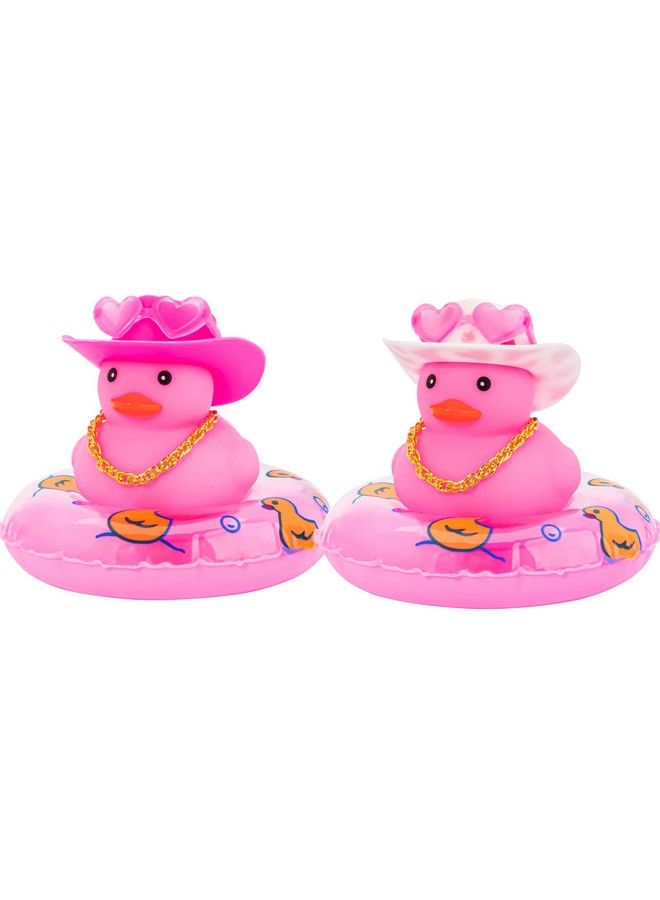 wonuu 2Pcs Car Decor Rubber Ducks Cute Pink Car Accessories Rubber Duck Dashboard Decorations Rubber Ducky Dashboard Duck Car Accessories Car Duck Car Decorations Car Ducks For Dashboard - Image 1