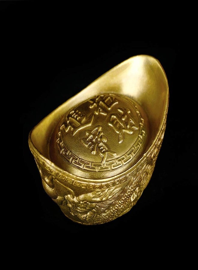 BRASSTAR Brass Feng Shui Ingot Statue 4.3”(L) Dragon Carved Attract Luck Wealth Home Decor Sculpture Business Gift Collection PTZY036 - Image 4