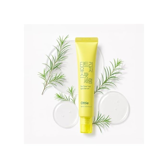 OTTIE Tea Tree Yuja Spot Serum for Face, Korean Acne Spot Treatment Gel for Blemish Prone Skin, Soothing Dark Spot Care, Fast Absorbing Tea Tree Serum, Clear Skin Care 30mL