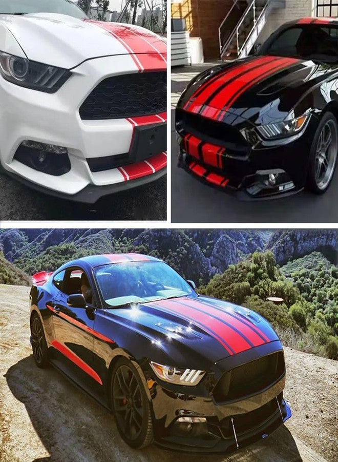 Leasinder Car Hood Stripe Sticker Universal Auto Racing Stripes Body Side Decal Vinyl Stripe Sticker Accessories Modified Decoration for Car Vehicles (Red, 63 * 11'') - Image 2