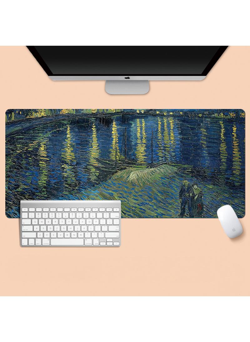 Y&D Van Gogh'S Oil And Landscape Paintings Gaming Mouse Pad Extended Large Mat Desk Pad Stitched Edges Mousepad Long Mouse Pad And Non-Slip Rubber Base Mice Pad 800X300X4mm 