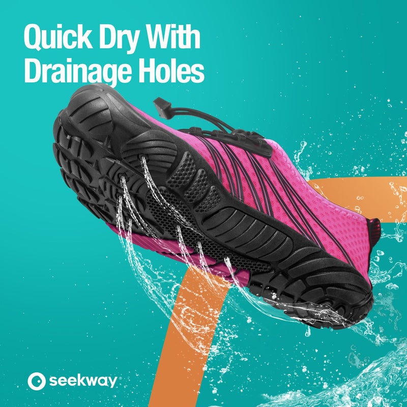 SEEKWAY Water Shoes Sports Quick-Dry Barefoot Aqua Beach Pool Lake Swim Boating Hiking Surfing Men Women Rose red SP001 - Image 5
