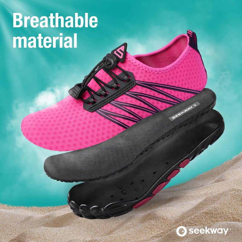 SEEKWAY Water Shoes Sports Quick-Dry Barefoot Aqua Beach Pool Lake Swim Boating Hiking Surfing Men Women Rose red SP001 - Image 3